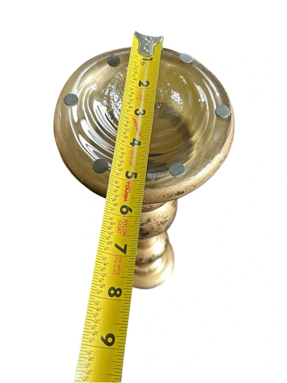 15.5” Candle Pillar Set Glass Textured Gold New